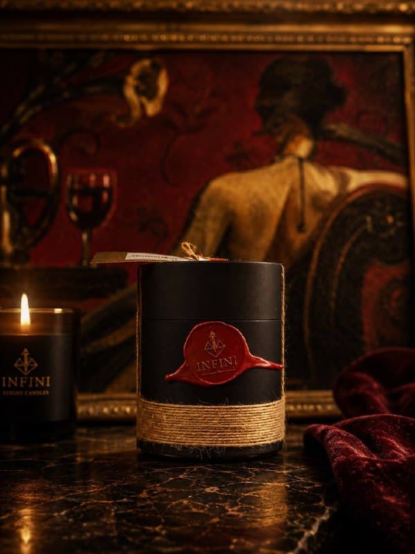INFINI Blue Spruce candle box packaging